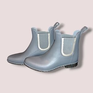 EUC♡ JACK ROGERS SALLIE GRAY/GLITTER SOLED ANKLE RAIN BOOTS SIZE 9M
